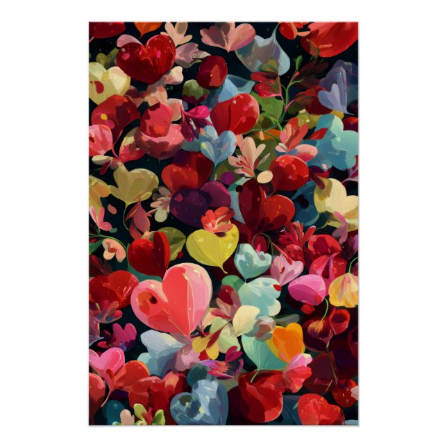 Vibrant Valentine Poster – Fantasy Hearts Design  (Anverso)