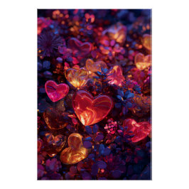 Vibrant Valentine Poster – Fantasy Hearts Design 