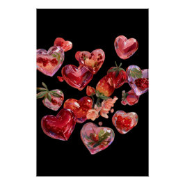 Vibrant Valentine Poster – Fantasy Hearts Design 