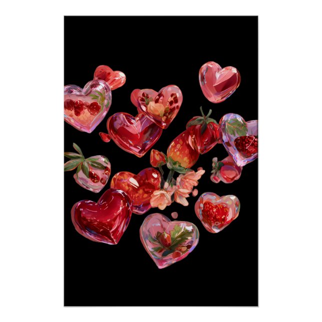 Vibrant Valentine Poster – Fantasy Hearts Design  (Anverso)