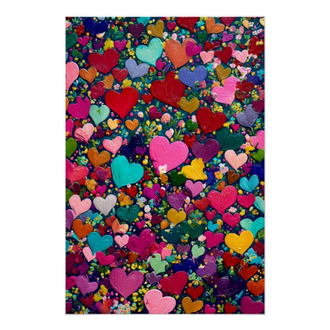 Vibrant Valentine Poster – Fantasy Hearts Design  (Anverso)
