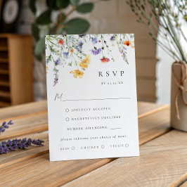 Vibrant Watercolor Floral Wedding RSVP Card