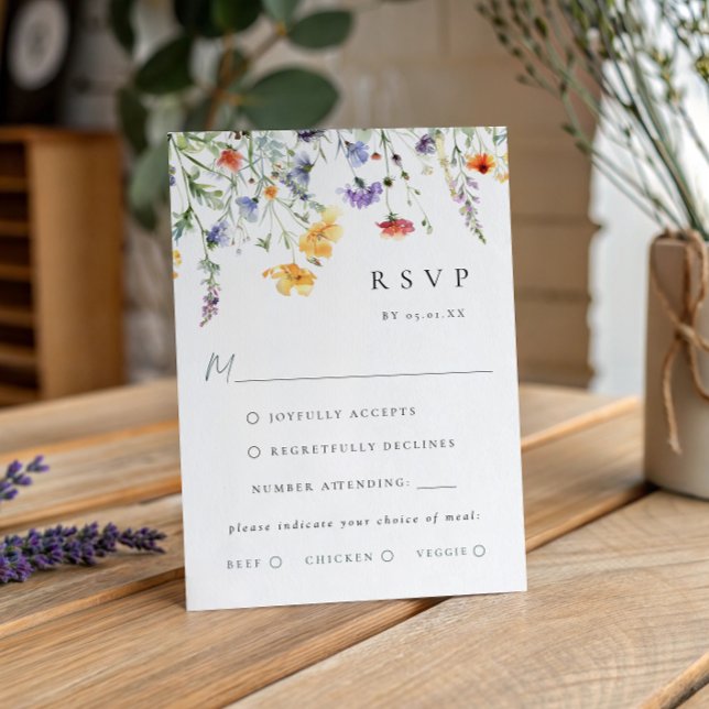 Vibrant Watercolor Floral Wedding RSVP Card (Subido por el creador)