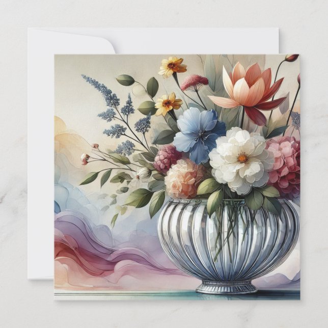 Vibrante Armonía Floral Invitación de cumpleaños (Anverso)