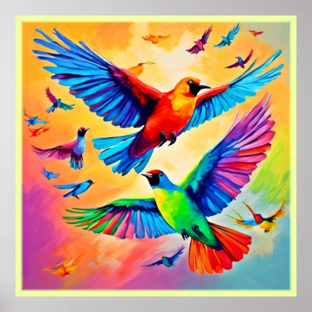 Vibrante arte de pintura aviar (Frente)