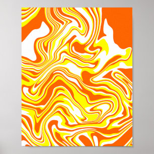 Vibrante arte de Swirling en Naranja, blanco y ama