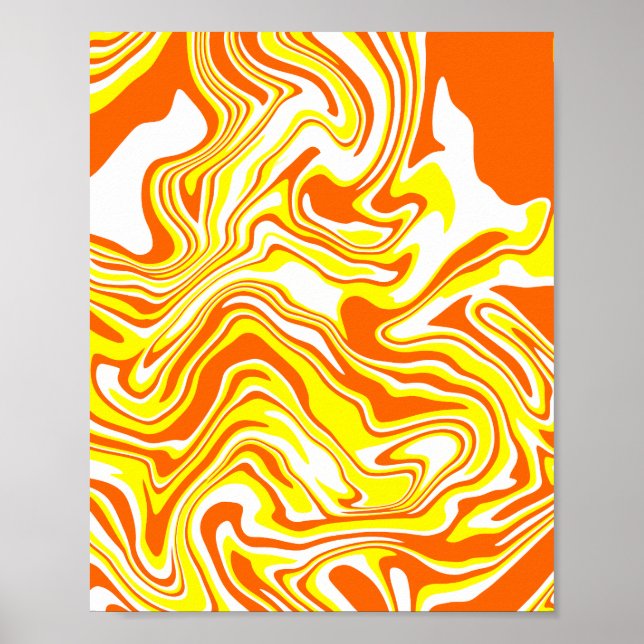 Vibrante arte de Swirling en Naranja, blanco y ama (Frente)