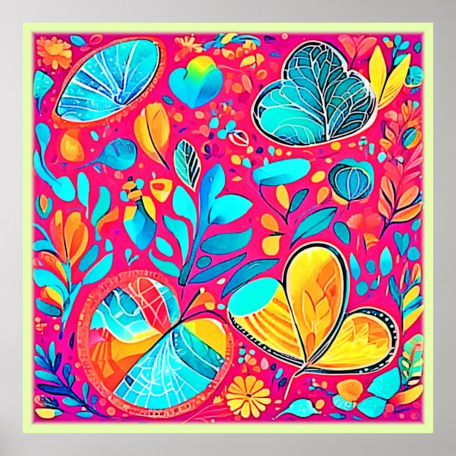 Vibrante arte del corazón floral (Frente)