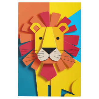 Vibrante arte Metalizado León Decoración contempor