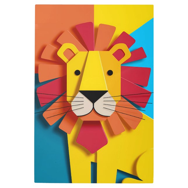 Vibrante arte Metalizado León Decoración contempor (Anverso)