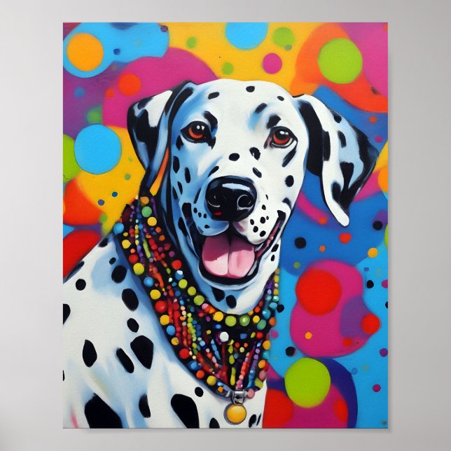 Vibrante arte pop Dalmatian (Frente)