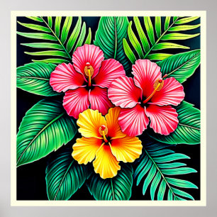 Vibrante arte tropical hibiscus