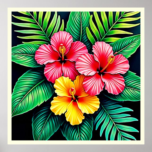 Vibrante arte tropical hibiscus (Frente)