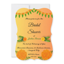 Vibrante azafrán Amarillo Invitación a ducha de no