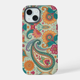 Vibrante Boho Paisley Patrón floral verde claro
