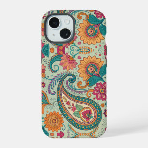 Vibrante Boho Paisley Patrón floral verde claro  