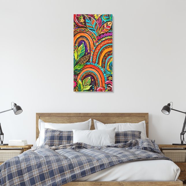 Vibrante Boho Tribal Arcoíris Impresión Abstracta  (Insitu(Dormitorio))