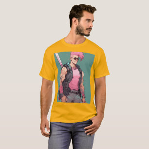 Vibrante camiseta amarilla y rosa negrita y estilo