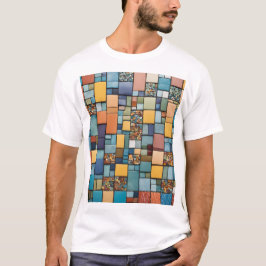 "Vibrante camiseta de arte mosaico - geométrica co