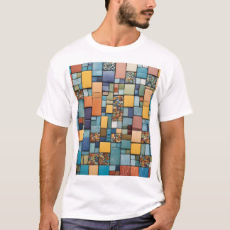 "Vibrante camiseta de arte mosaico - geométrica co
