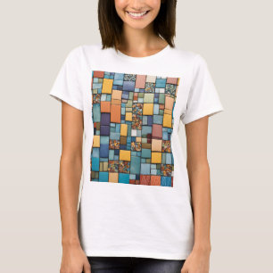 "Vibrante camiseta de arte mosaico - geométrica co