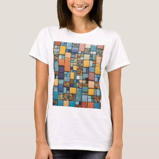 "Vibrante camiseta de arte mosaico - geométrica co