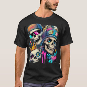"Vibrante Camiseta De Calavera, Único Arte Calleje