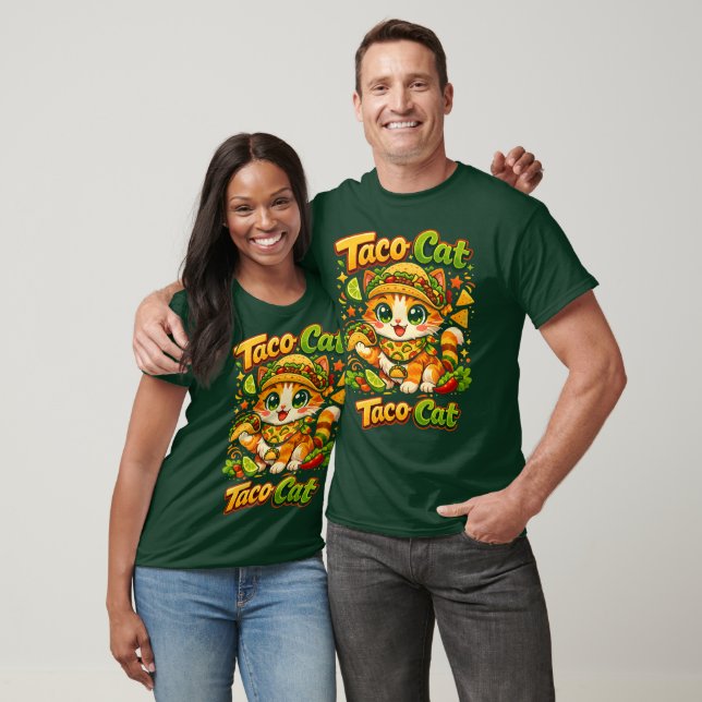 Vibrante camiseta divertida de Taco Cat para Cinco (Unisexo)