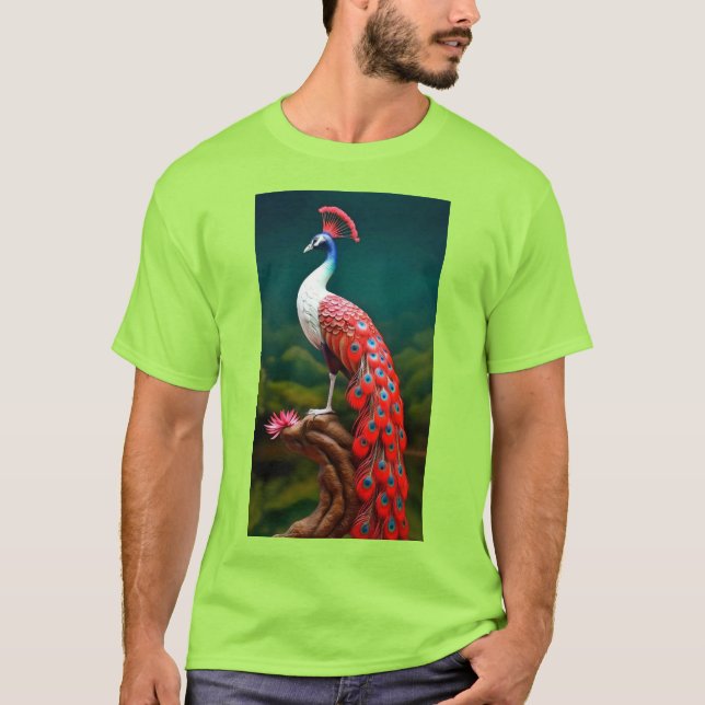 "Vibrante Camiseta Gráfica Lime Peacock - Abrazar  (Anverso)