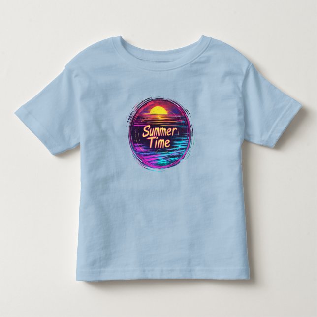 Vibrante camiseta retro "Verano Tiempo" Sunset (Anverso)