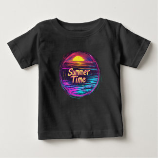 Vibrante camiseta retro "Verano Tiempo" Sunset