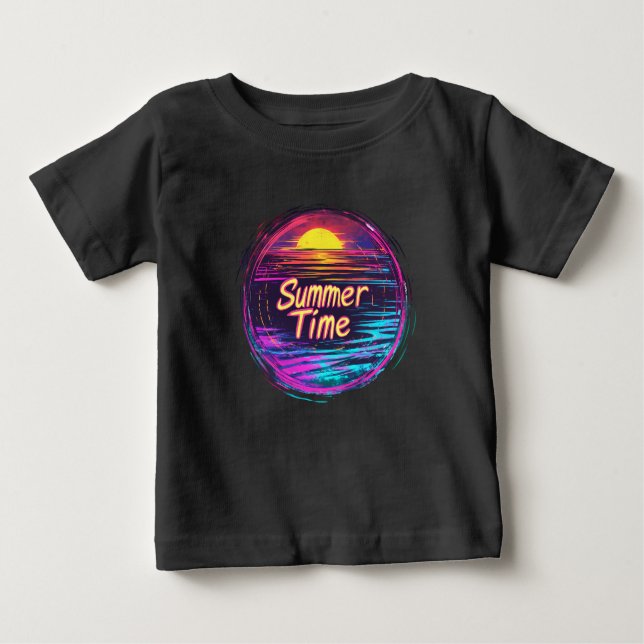 Vibrante camiseta retro "Verano Tiempo" Sunset (Anverso)
