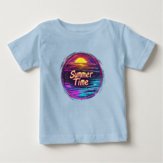 Vibrante camiseta retro "Verano Tiempo" Sunset