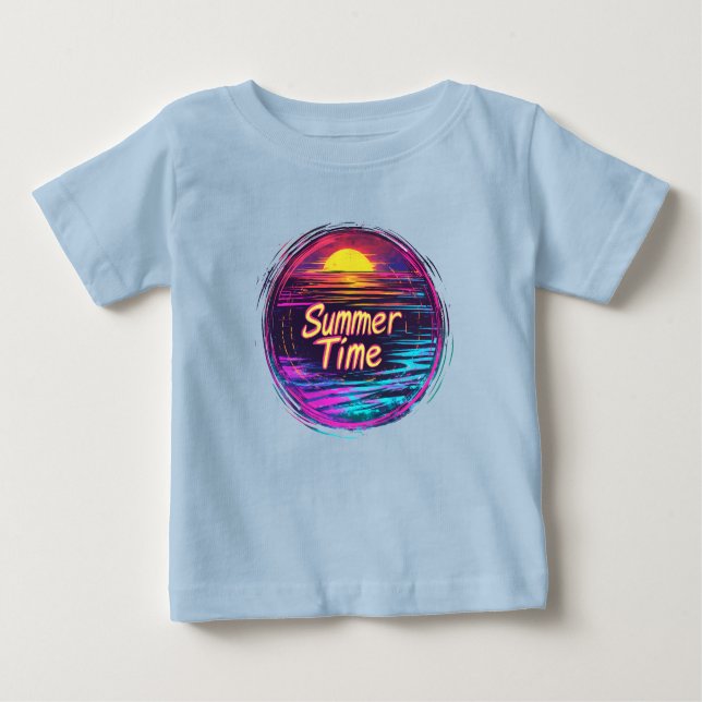 Vibrante camiseta retro "Verano Tiempo" Sunset (Anverso)