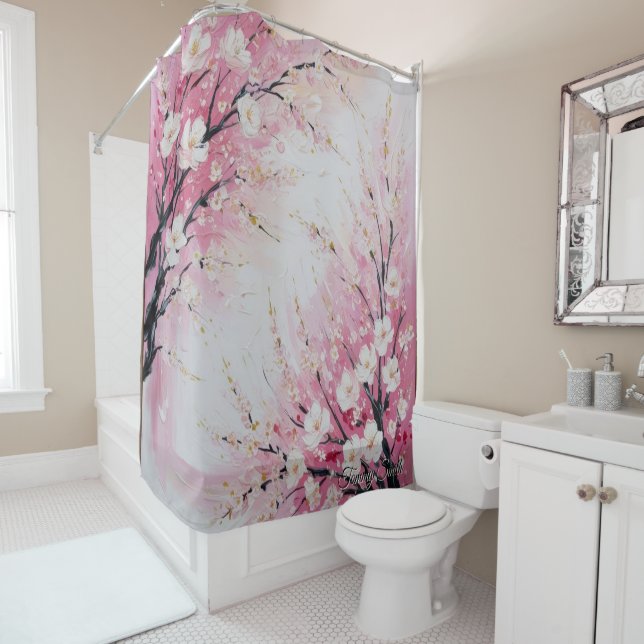 Vibrante Cerezo en flor Abstract Shower Cortina (In situ)