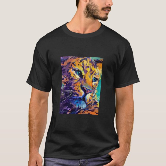 Vibrante Cheetah Imprimir camiseta (Anverso)