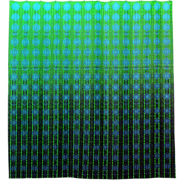 Vibrante Cortina de ducha de patrón digital verde  (Anverso)