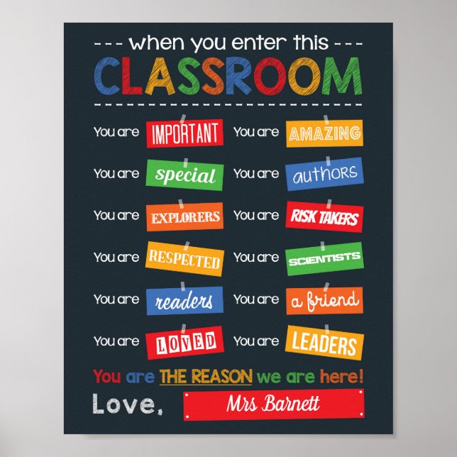 Vibrante decoración de salón de clases regalo de f (Frente)