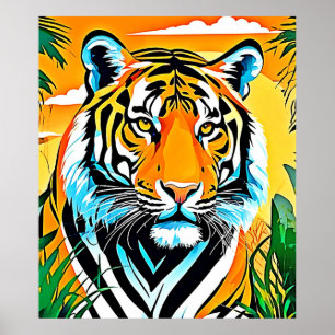Vibrante diseño de arte de tigre de jungla