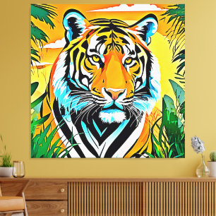 Vibrante diseño de arte de tigre de jungla