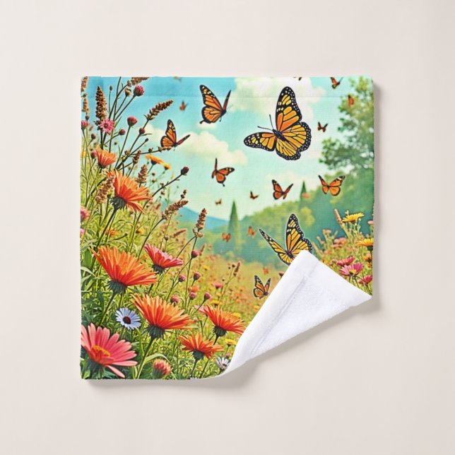 Vibrante diseño de mariposa de flores silvestres (Toallita)