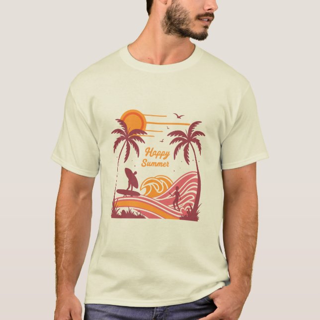 Vibrante diseño único de camisetas "Feliz verano" (Anverso)