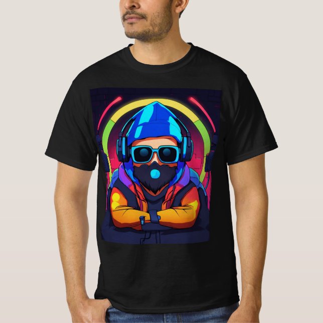 Vibrante DJ Vibes Ecualizador gráfico Camiseta - L (Anverso)