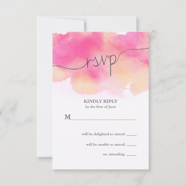 Vibrante Dreams Wedding RSVP Card / Peach (Anverso)