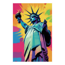 Vibrante estatua de arte pop de la libertad Poster
