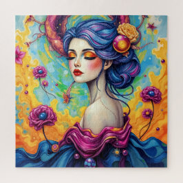 Vibrante Fantasía Floral Mujer Rompecabezas Rompec