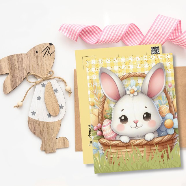 Vibrante Feliz Pascua con postal de fondo amarillo (Vibrant Happy Easter in Yellow background postcard)