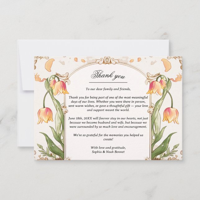 Vibrante Floral y Boda de oro Gracias tarjeta (Anverso)
