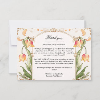Vibrante Floral y Boda de oro Gracias tarjeta