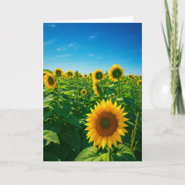 Vibrante Foto de Sunflower Tarjeta de saludo en bl